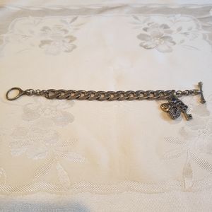 Fossil chain bracelet with charms antique gold color